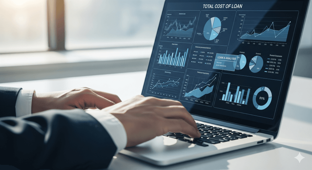Gráfico mostrando el coste total de un préstamo con intereses y capital.